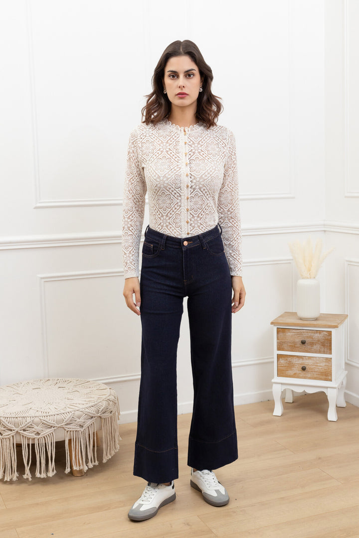 JANIS - Wide Jeans - Dark Blue